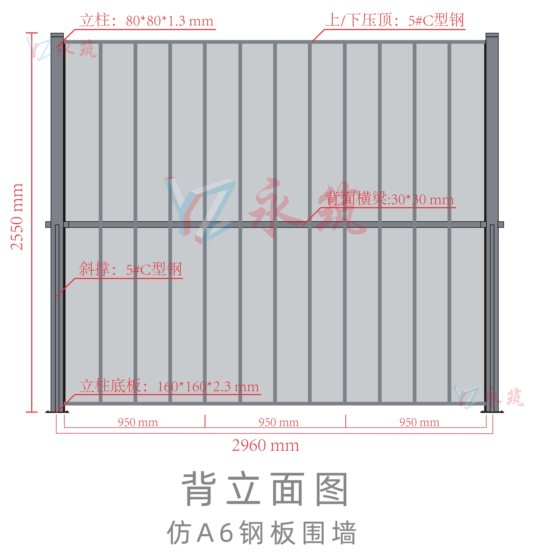 竖放小波浪钢板围墙规格参数